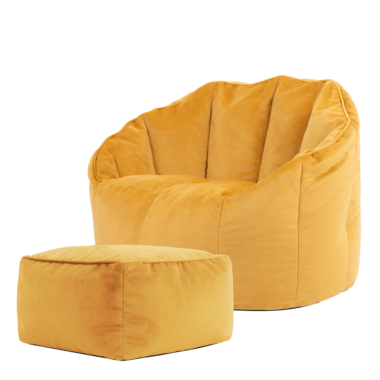 Sirena Scallop Chair Bean Bag & Footstool | Yellow