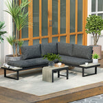 4 Seater L Shaped Aluminium Garden Furniture Set W/ Table