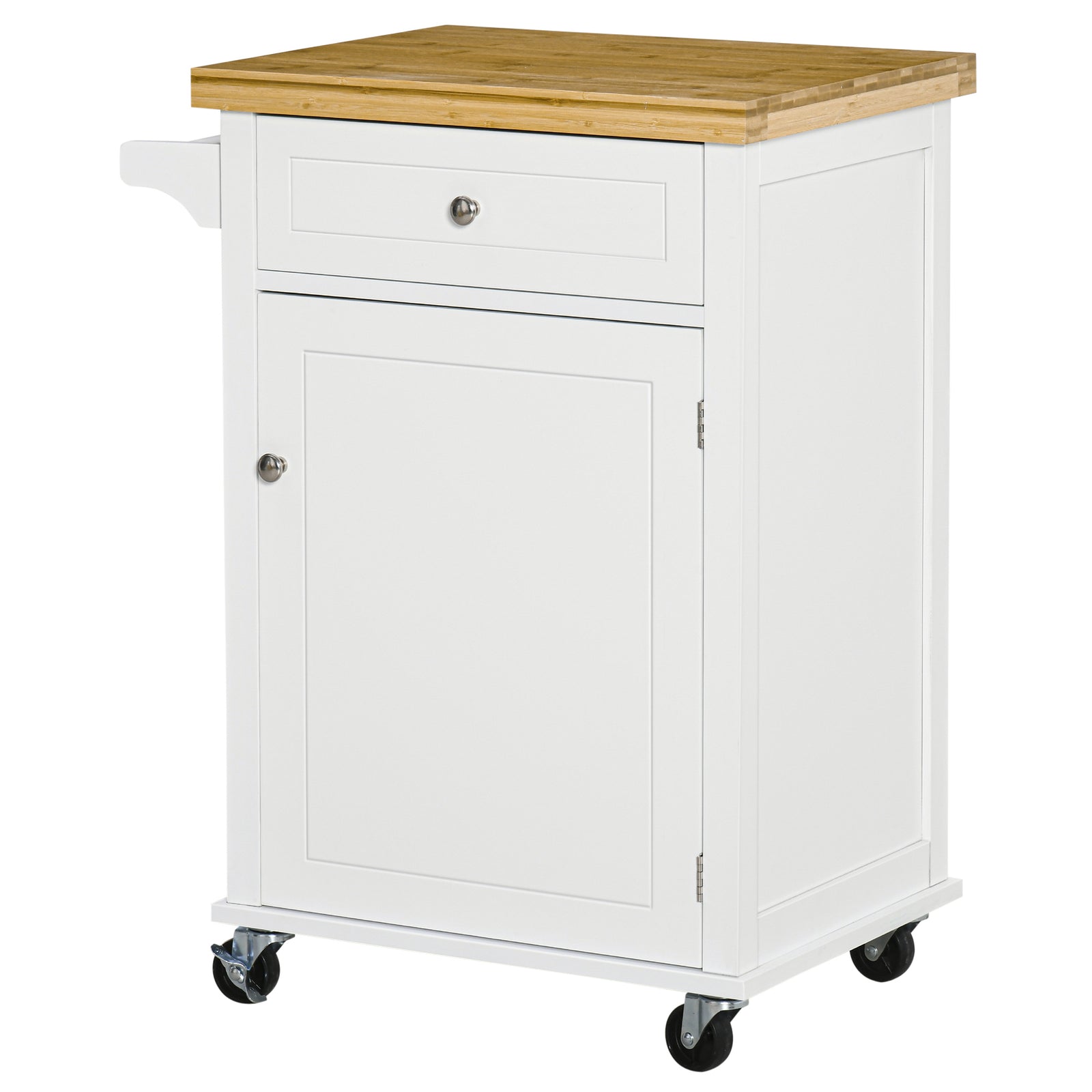 Rolling Cart With Drawer, Towel Rail
