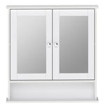 Bathroom Mirror Cabinet Storage Toilet Cupboard Wall Mounted Shelves | White