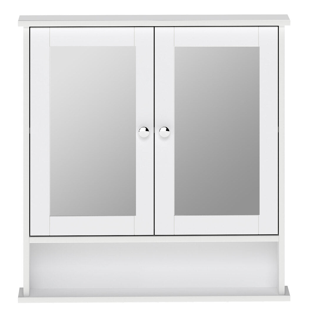 Bathroom Mirror Cabinet Storage Toilet Cupboard Wall Mounted Shelves | White