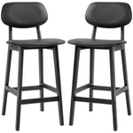 Breakfast Bar Stools Set W/ Pu Leather Wood | Black