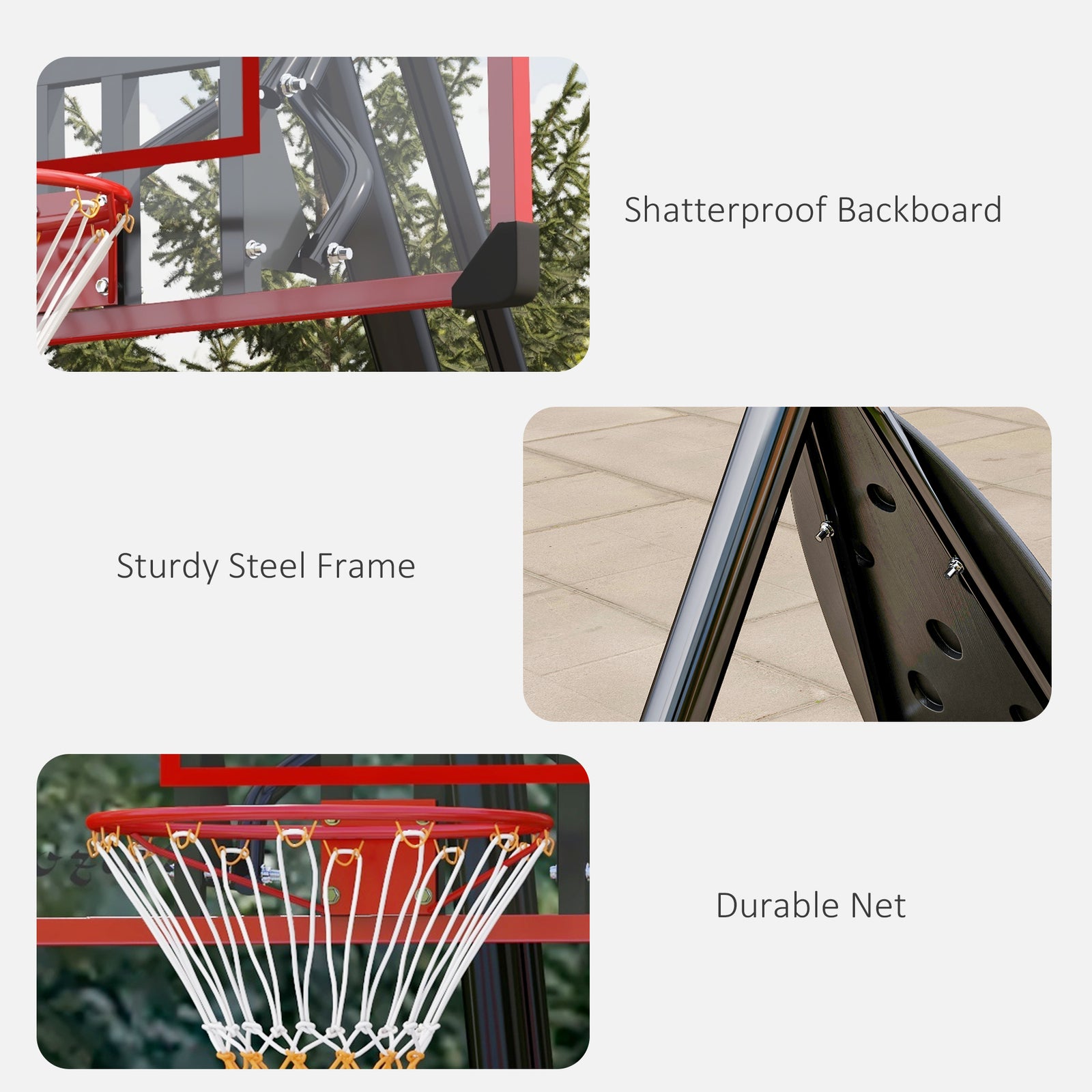 Adjustable Portable Basketball Hoop And Stand With Wheels | Red