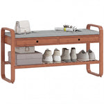 Shoe Bench With 2 Drawers Cushioned Seat 105cm | Dark Brown