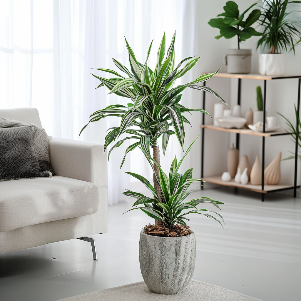 Dragon Tree - Dracaena Deremensis 'white Stripe' - Height 60-70cm - ⌀17cm | Set of 1 | Green