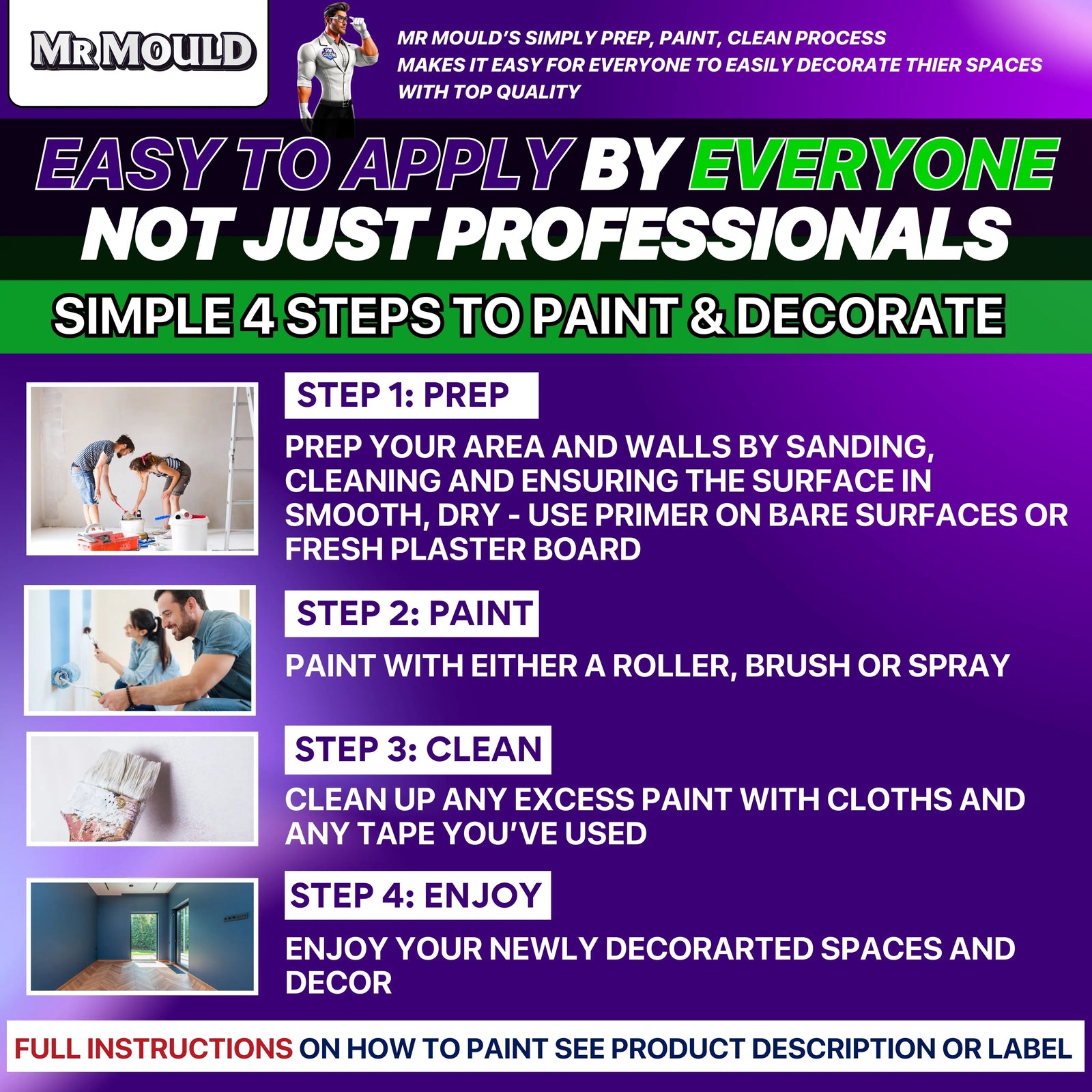 Anti-mould Paint - Premium Colour & Protection For Interior Walls & Ceilings | 1L | Magnolia
