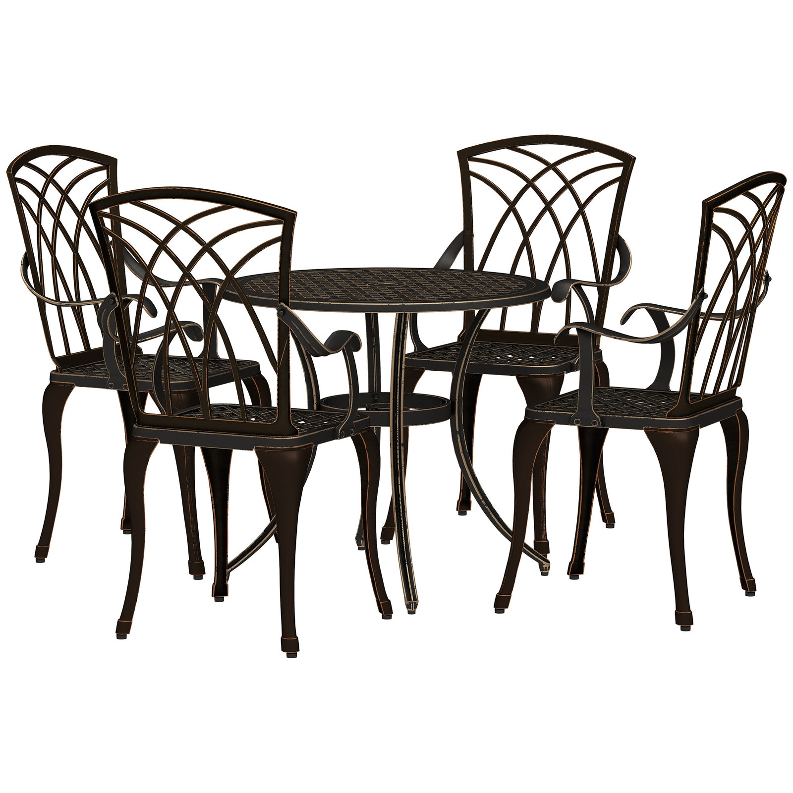 5 Pcs Garden Dining Set, Garden Furniture Set, Bronze Tone