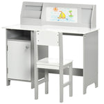 2 Pcs Childrens Table And Chair Set W/board Storage | Grey
