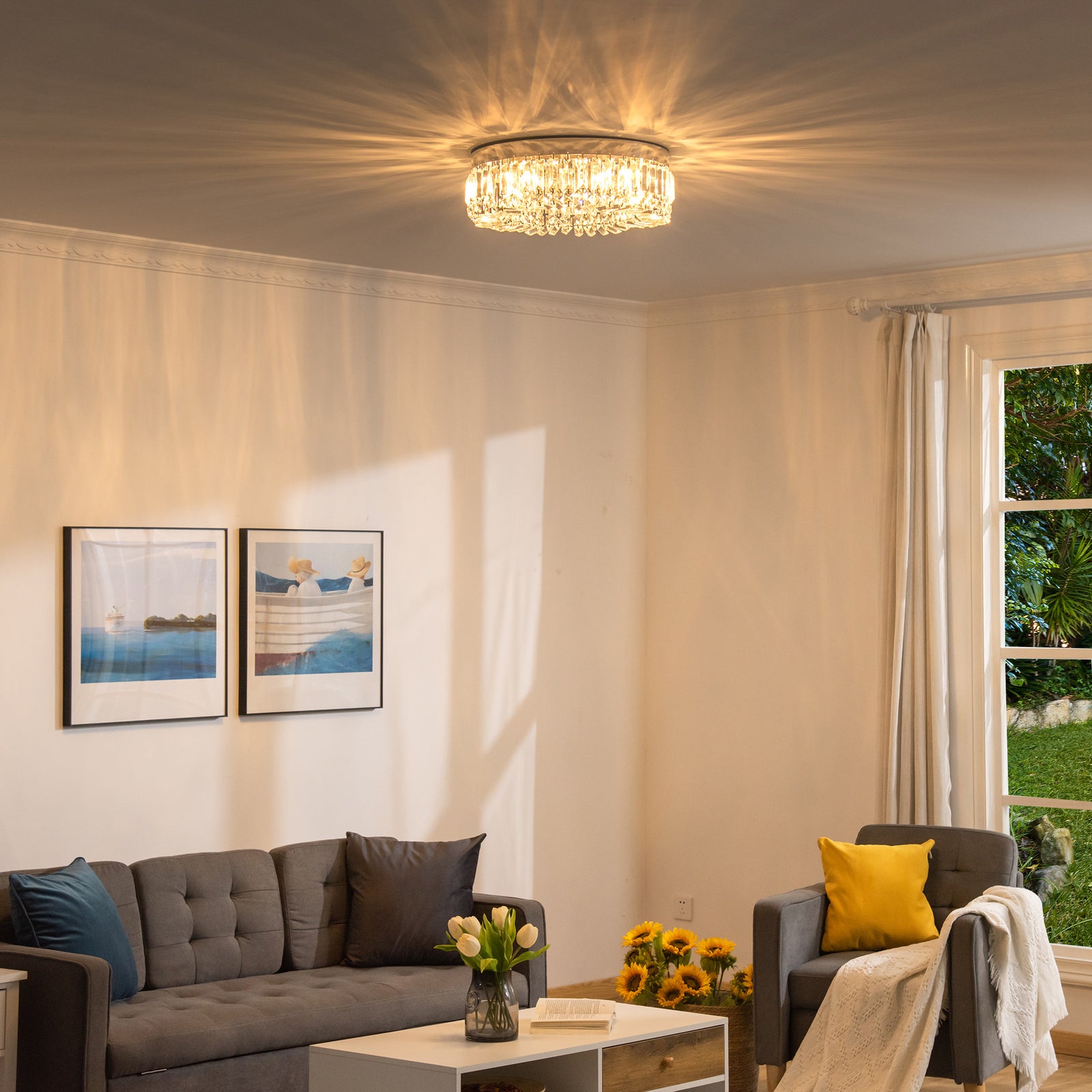 Crystal Ceiling Light Modern Chandeliers For Living Room