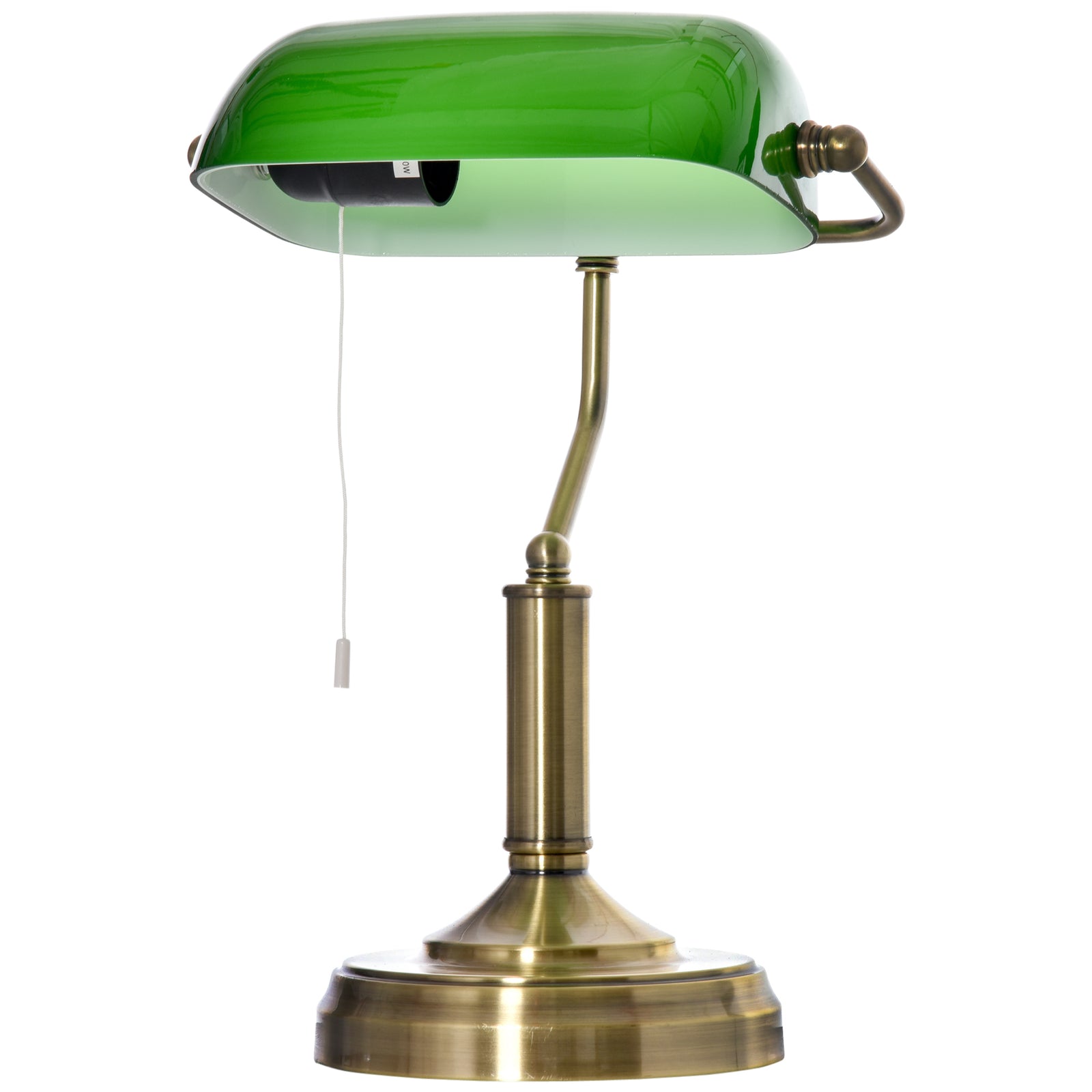 Banker's Table Lamp W/ Antique Bronze Tone Base | One Size | Green