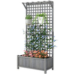 Wood Planter With Trellis For Climbing Plants Planter Box | Dark Grey