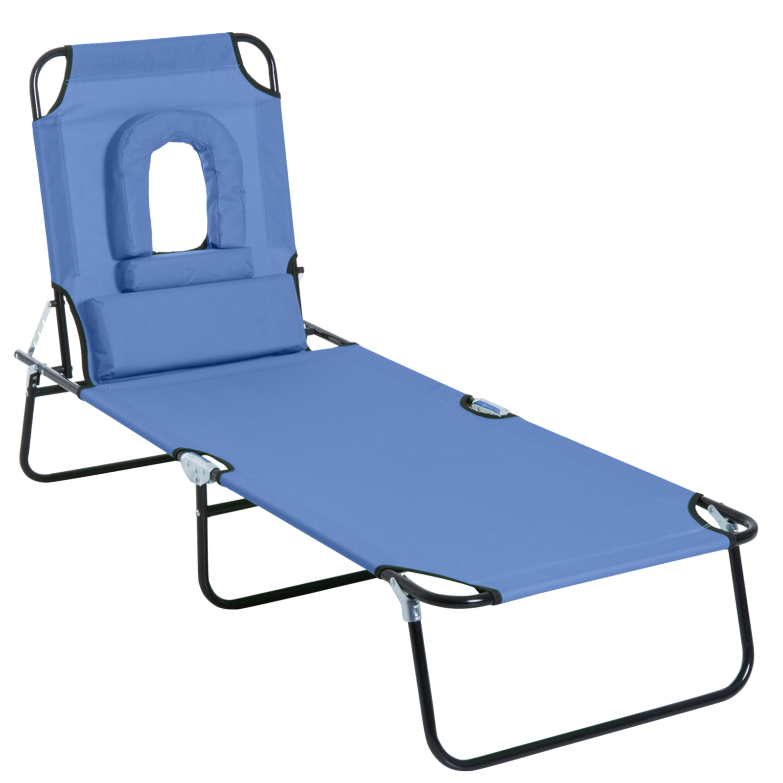 Garden Sun Lounger Folding Recliner Chair | Set of 1 | Blue