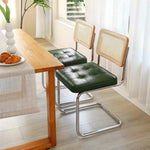 Set Of 2 Rattan And Pu Leather Dining Chairs With Wooden Frame And Metal Legs – Vintage-style | Green