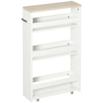 kleankin Storage Trolley With Wheels And Handle, White