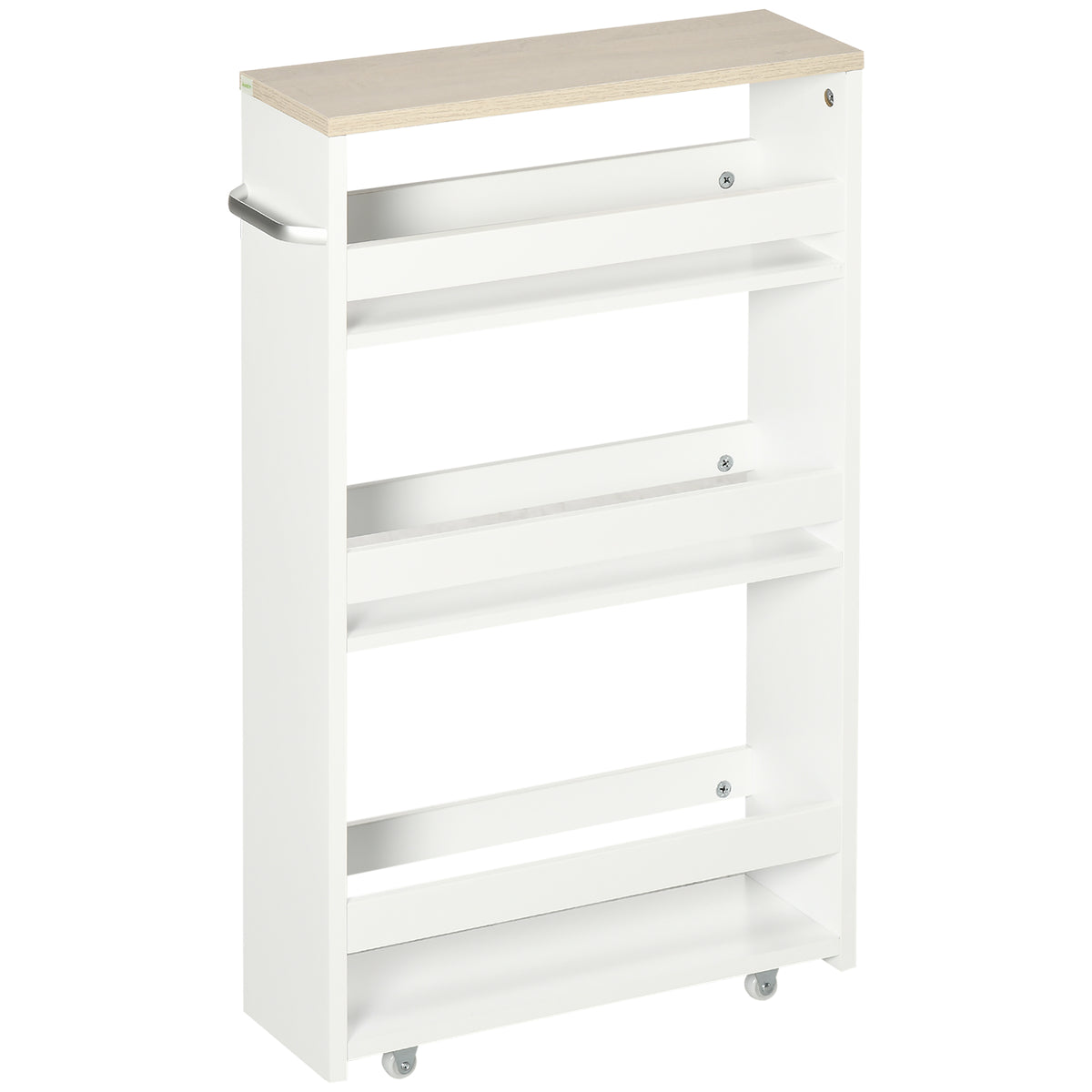 kleankin Storage Trolley With Wheels And Handle, White