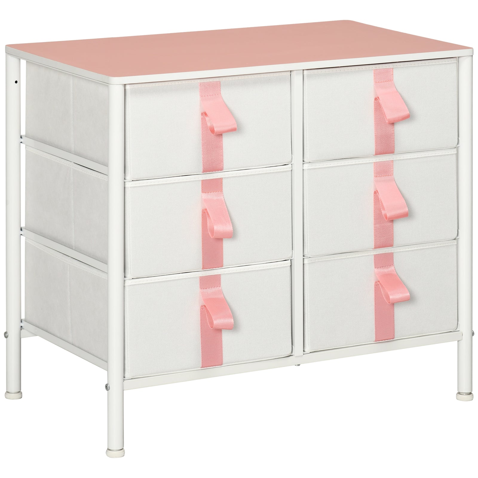 6 Drawer Chest Of Drawers W/ Wooden Top Kid Room Closet