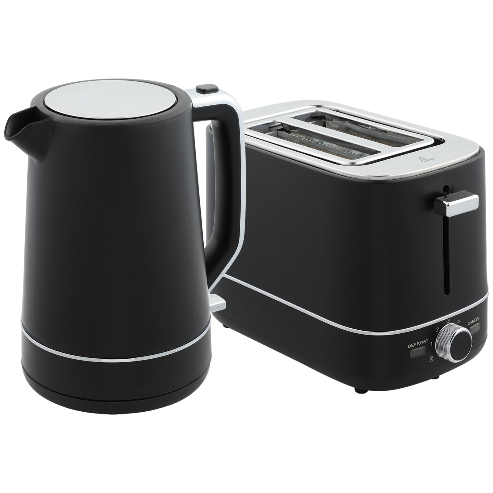 1.7l 3000w Fast Boil Electric Kettle And 2 Slice Toaster Set | Black