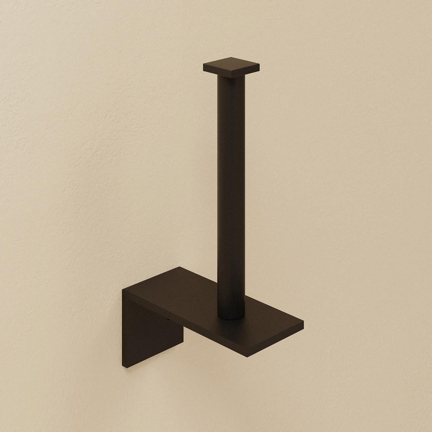 Toilet Roll Holder, Black Matt, Wall-mounted, 9 Cm. Collection Metric