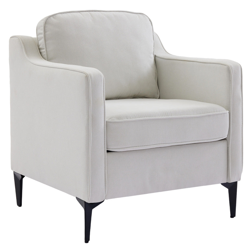 Contemporary Off-white Linen Armchair – Stylish Upholstered Single Sofa For Living Room
