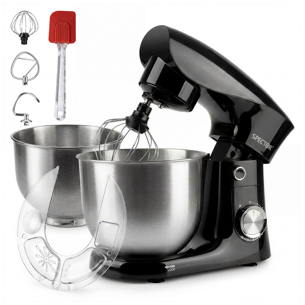 Spector Stand Mixer Electric 5l+4.5l Mixing Bowl 1500w 10 Speed Dough Hook Whisk