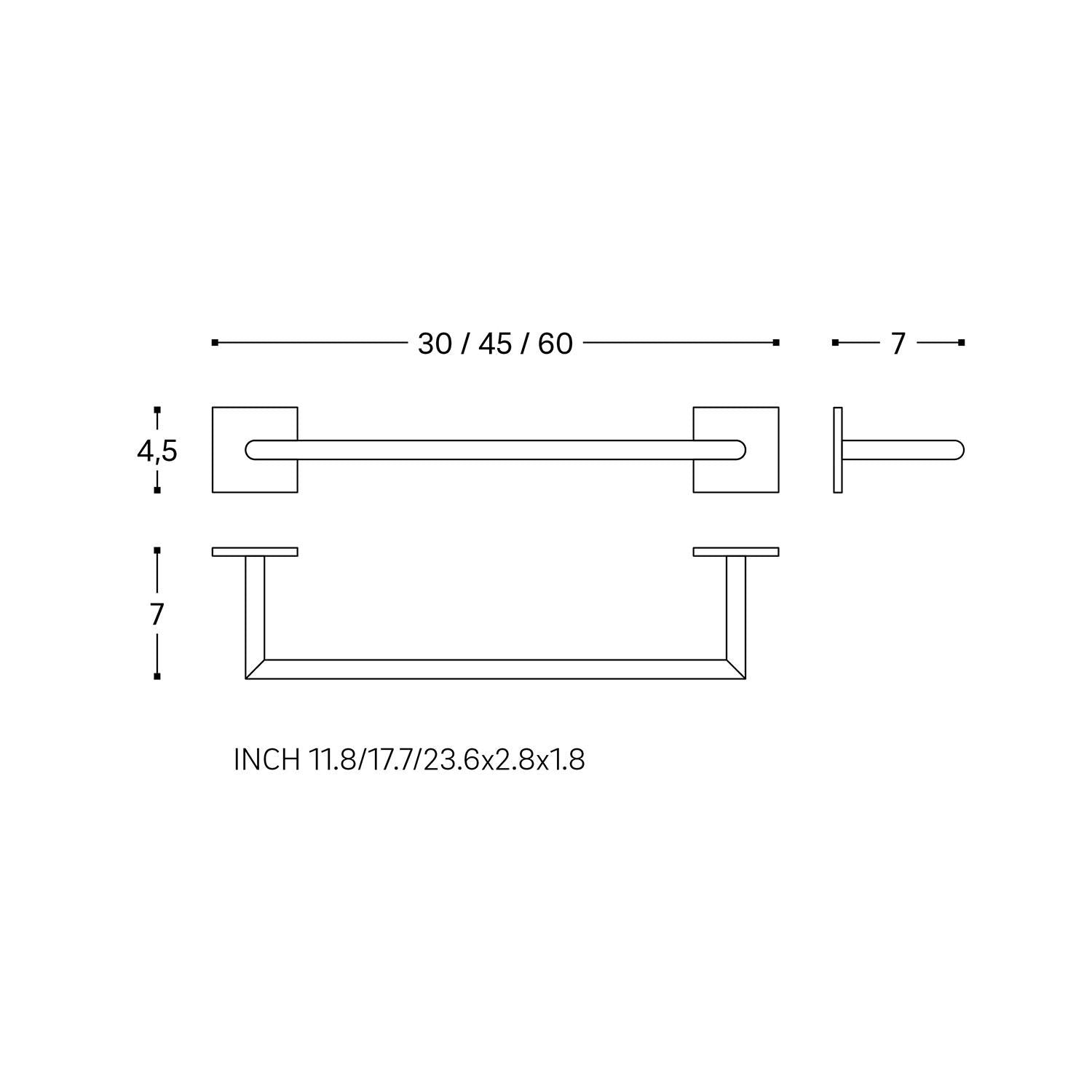Towel Rail, 60cm, Self-adhesive, White, Anti-corrosion, Stick Collection