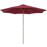 3m Wooden Bamboo Parasol Outdoor Umbrella Canopy | Red