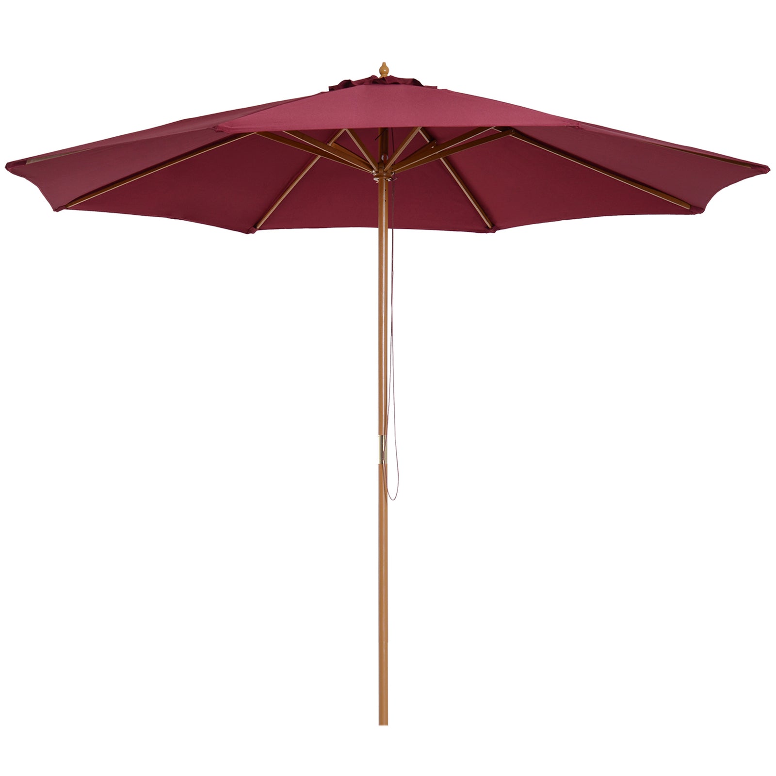 3m Wooden Bamboo Parasol Outdoor Umbrella Canopy | Red