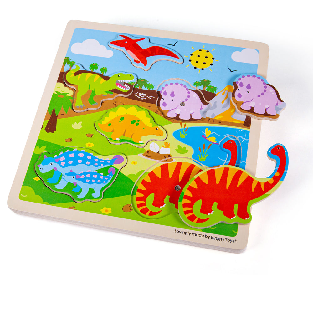 Wooden Dinosaur Themed Sound Puzzle - 6 Pieces
