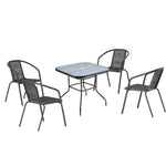 Set Of 5 Garden Coffee Table With Pe Rattan Chairs