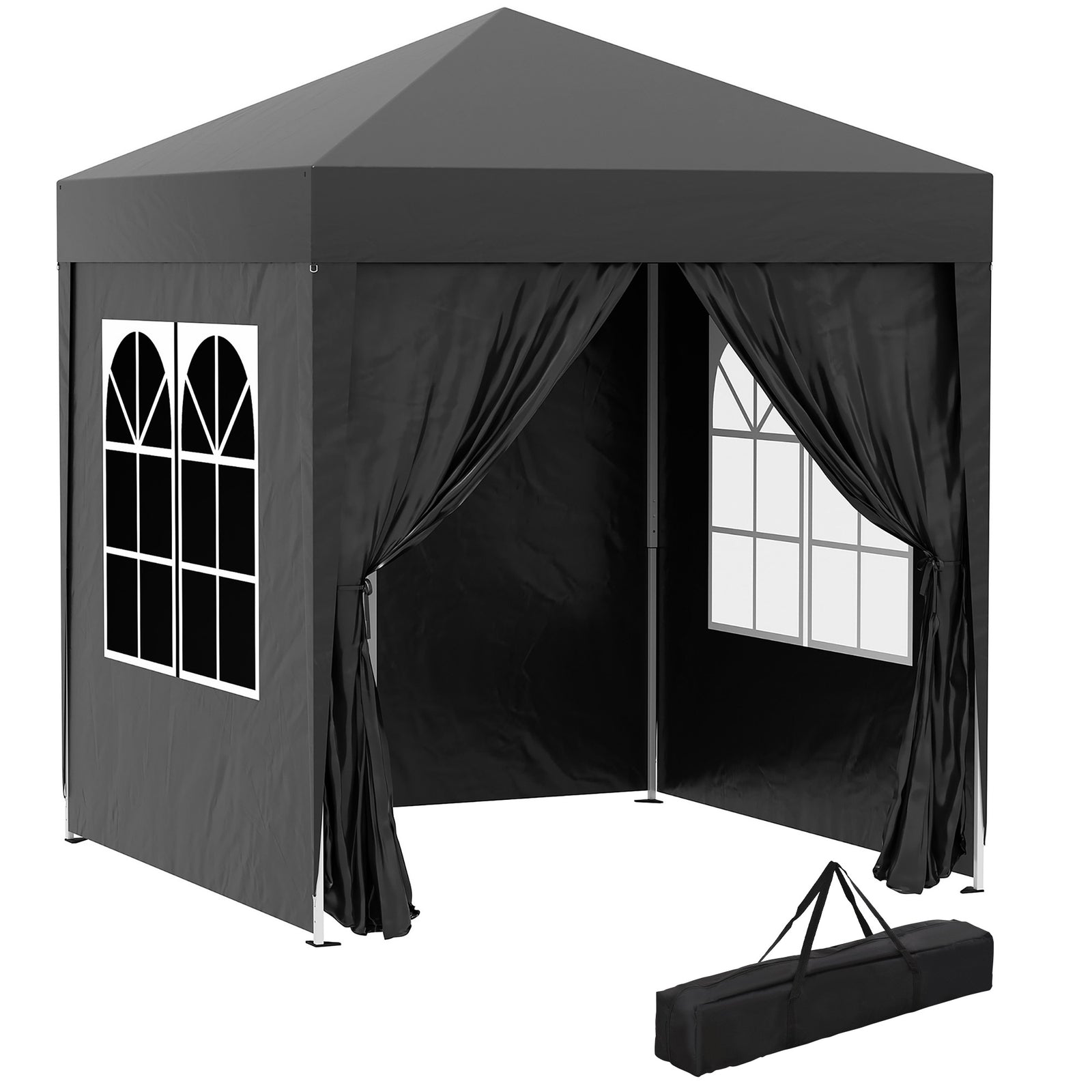 2mx2m Pop Up Gazebo Party Tent Canopy Marquee W/ Storage Bag | Black