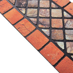 Elegant Tile Effect Narrow Step Doormat - Red Edge | Set of 2 | Red