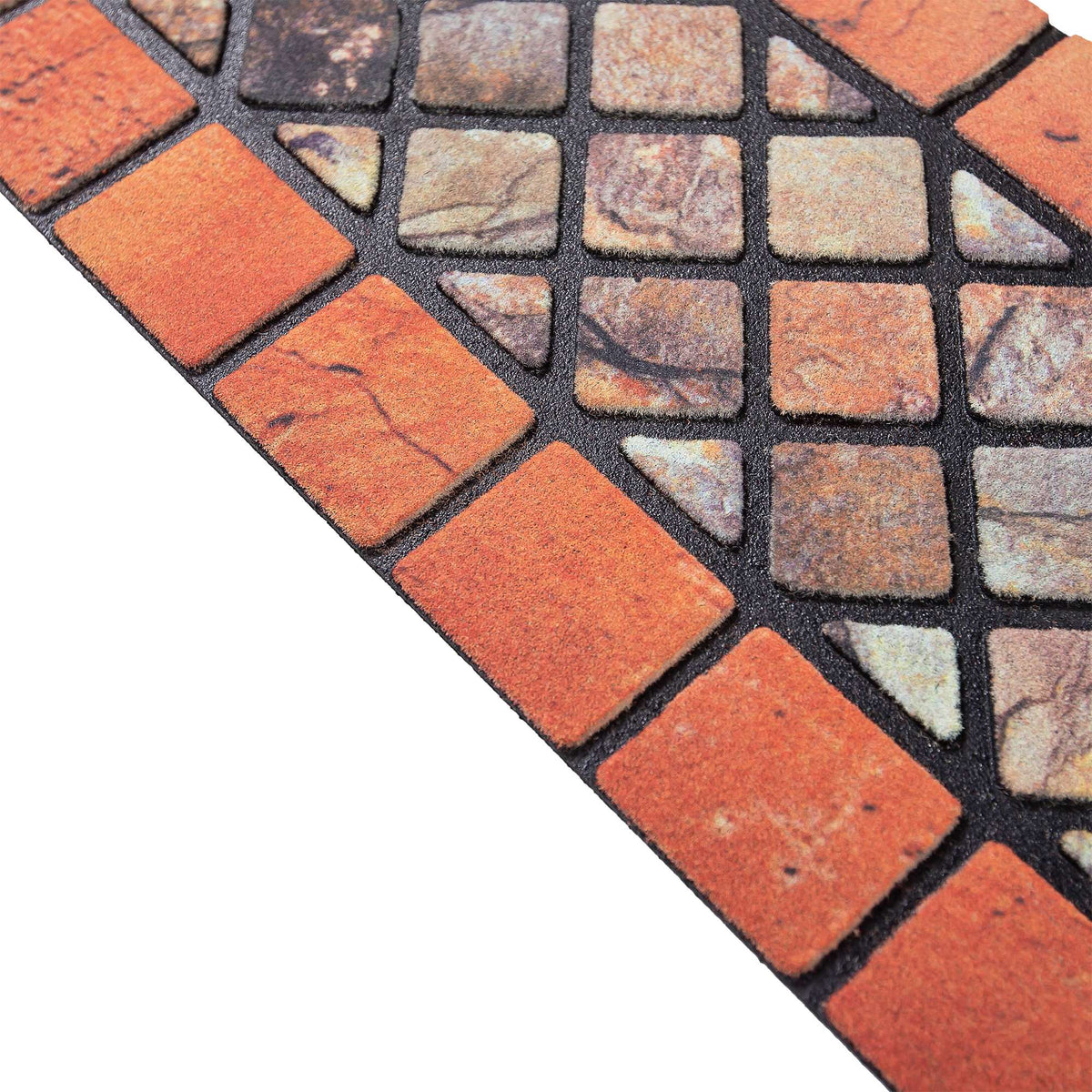 Elegant Tile Effect Narrow Step Doormat - Red Edge | Set of 2 | Red