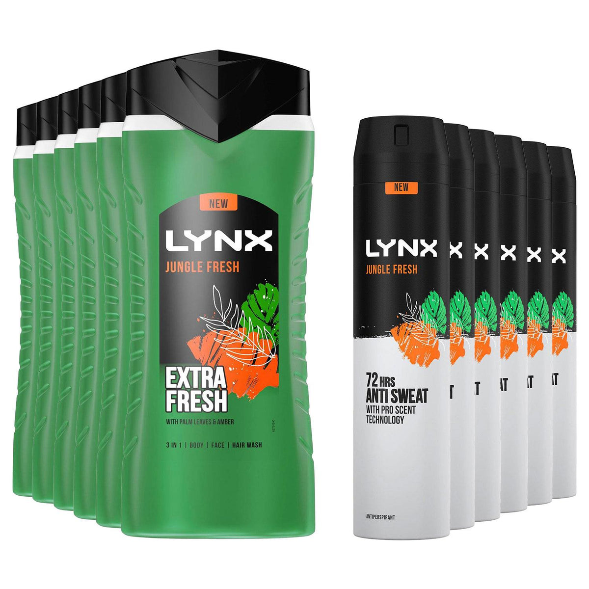 Jungle Fresh Shower Gel, 500ml & Antiperspirant Spray, 250ml | Set of 6