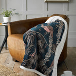 Snuggle Warm Fleece 140x180cm Throw Peacocks Blue