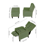 Fabric Upholstered Sofa Pushback Reclining Chair Armchair With Footstool | Green