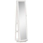 Jewelry Cabinet Full Length Mirror 360° Swivel Lockable | One Size | White