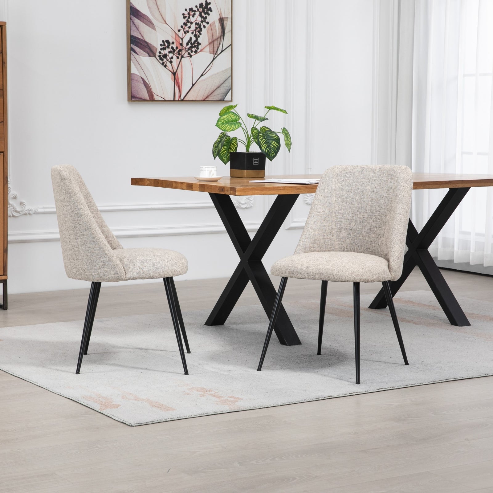Set Of 2 Morandi Fabric Dining Chairs | Brown
