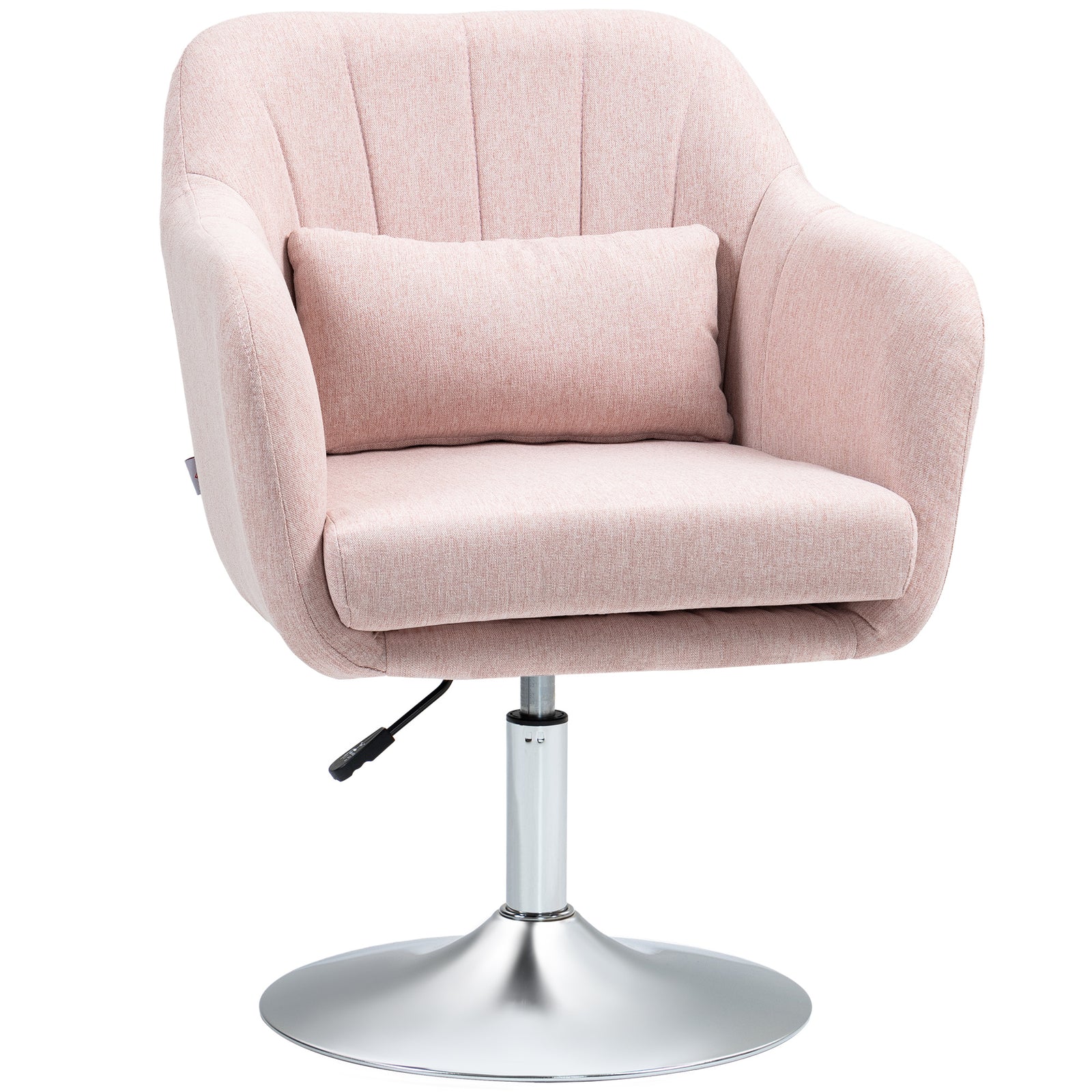 Stylish Retro Linen Swivel Tub Chair Steel Frame Cushion | One Size | Pink