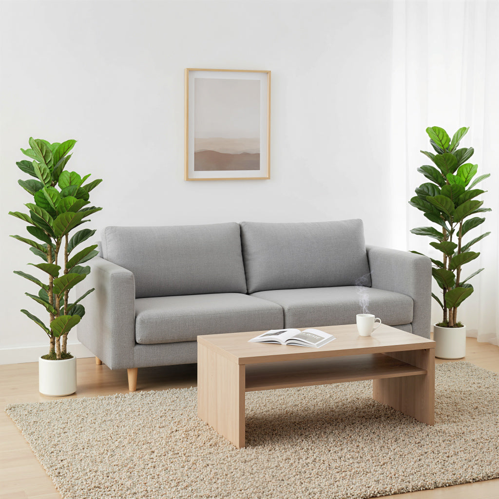 HOMCOM 120cm 2 Pcs Artificial Fiddle Leaf Fig Trese With Solid Wood Trunks