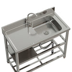 100cm/120cm W X 50cm D X 89.5cm H Bathroomdeco Stainless Steel One Compartment Sink With Shelves | Small
