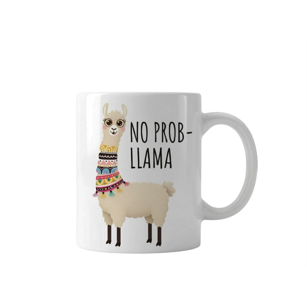 No Prob-llama Quote Ceramic Coffee Mug White Fun Animal Design