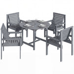 Garden Dining Set, Round Table And Chairs W/ Parasol Hole | Grey