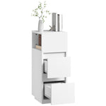 Slim Bedside Table, Bedside Cabinet With Open Shelf And 2 Drawers | White