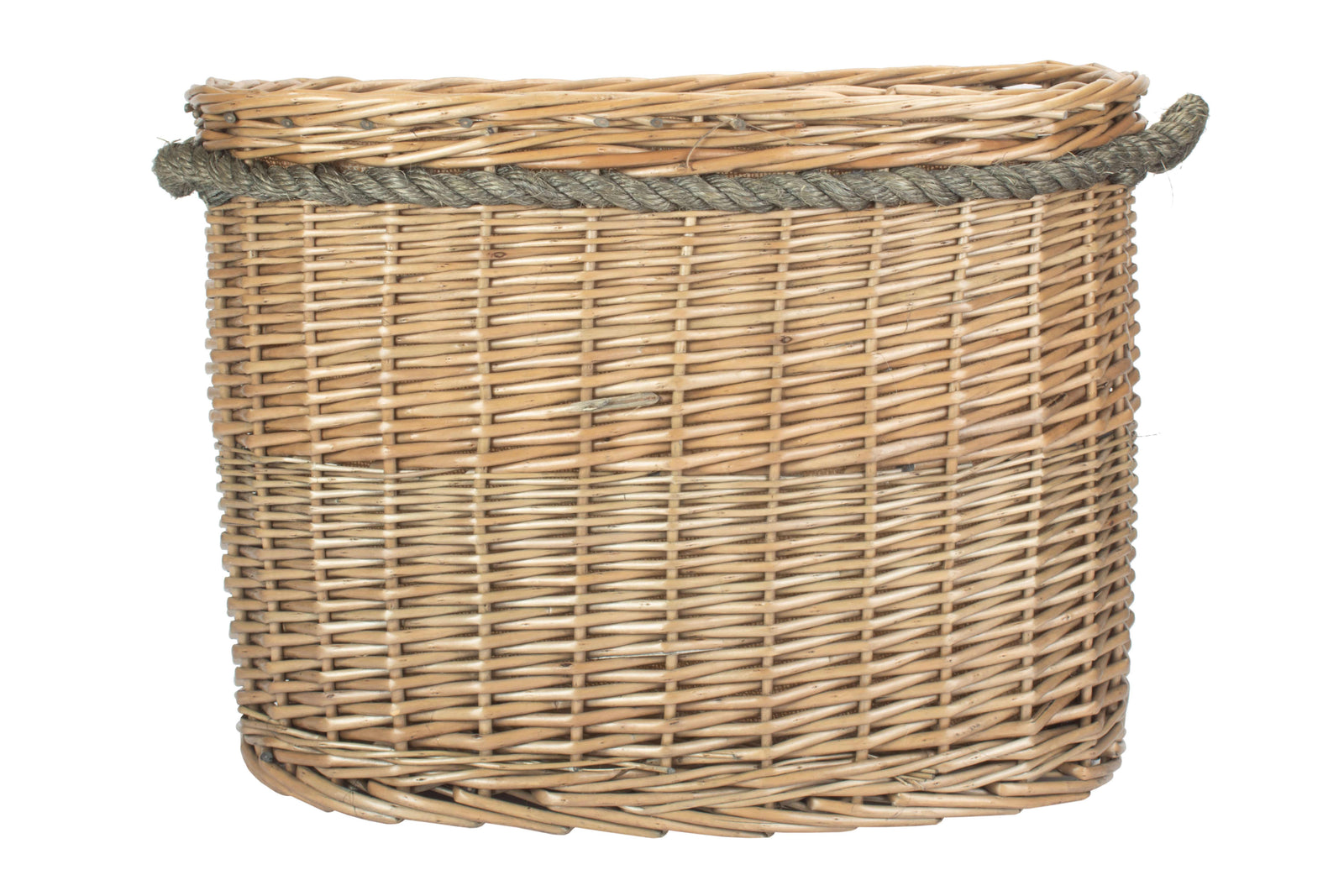 Wicker Oval Rope Handled Log Basket | Small | Brown