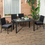 Rattan Garden Chairs W/ Cushion, Wicker Dining Chairs | Set of 4 | Black