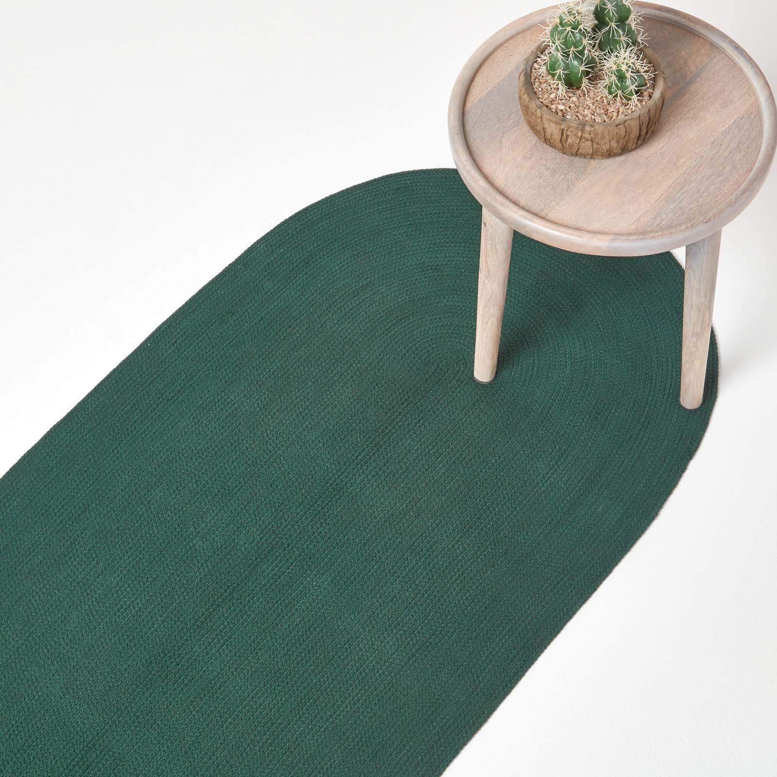 Handmade Woven Braided Oval Rug | 200cm | Forest Green
