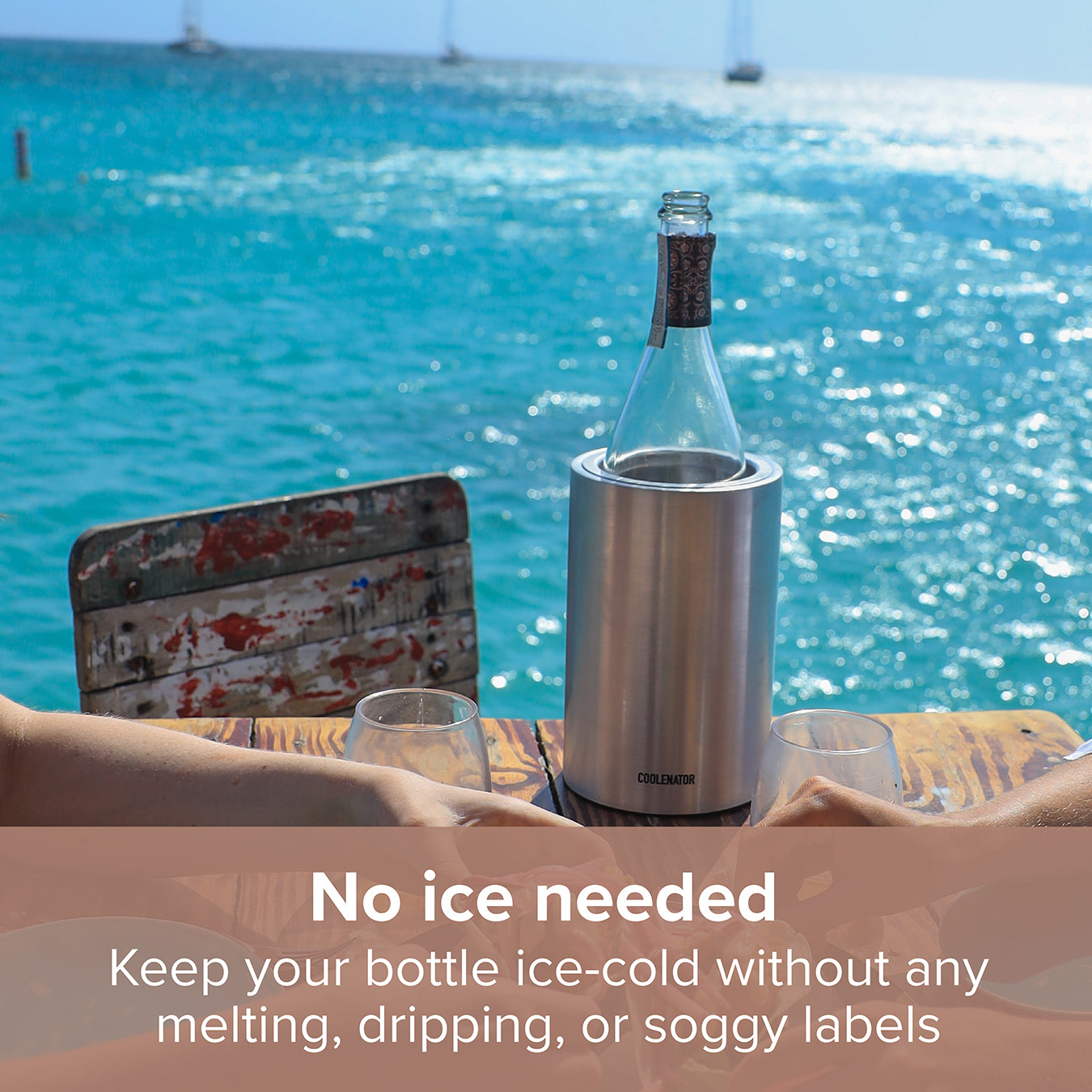 Wine Bottle Cooler – Reusable Ice-free Drink Chiller With Freezer Bullet – Keeps Wine, Prosecco & Champagne Cold For Hours – Fits Most 750ml Bottles | Rose Gold