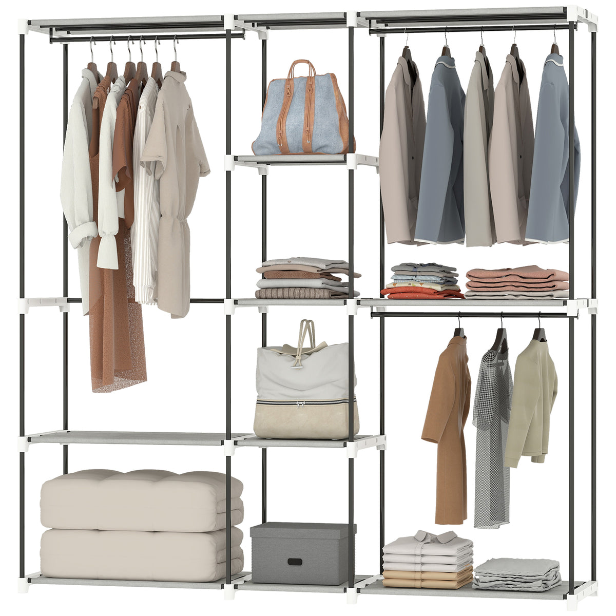 HOMCOM Open Portable Wardrobe, Clothes Rack With 8 Shelves