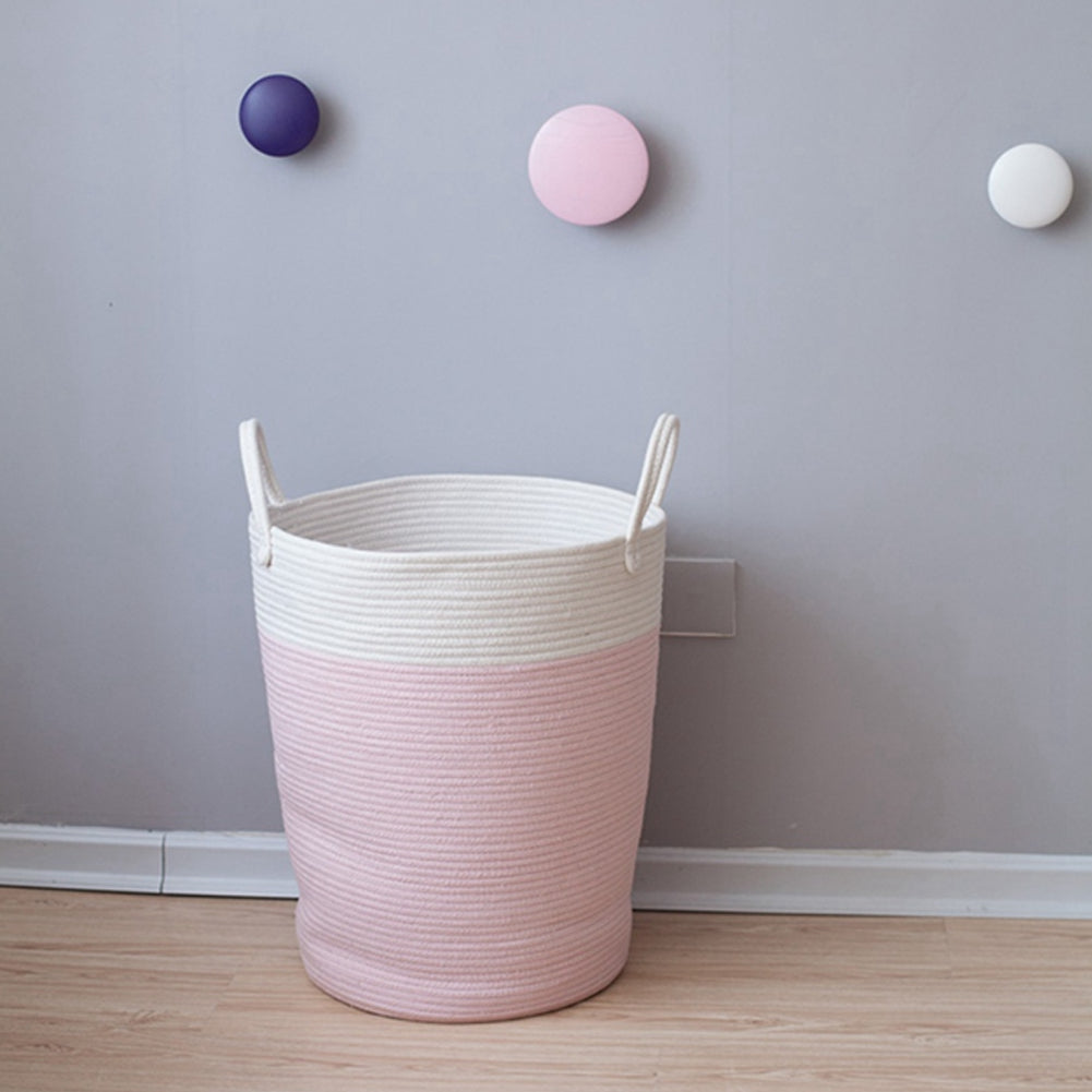 Woven Basket Baby Kids Toys Storage Clothes Hamper Laundry Basket | Pink