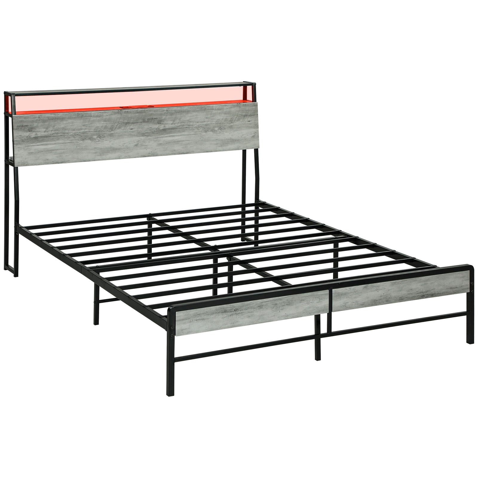 Led Single/double/King Bed Frame With Charging Station | Double